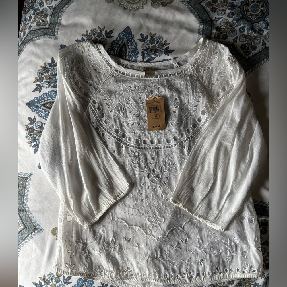 Lucky Brand white eyelet blouse